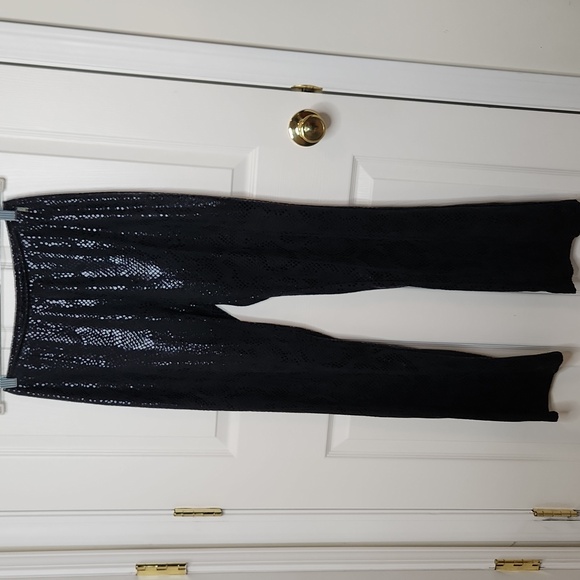 Vintage Guess black animal python print boot cut legging pants Size M - Picture 1 of 6